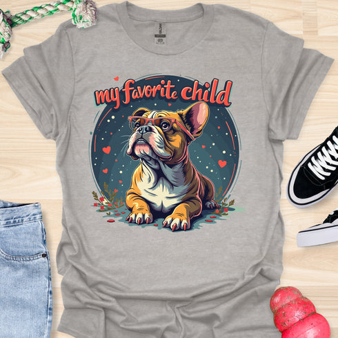 My bulldog is my favorite child - V5 - Dog with Glasses T-Shirt